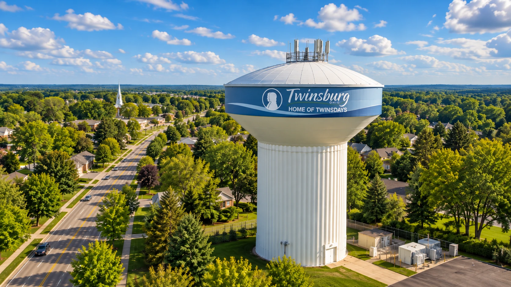 Twinsburg water tower overlooking the community
